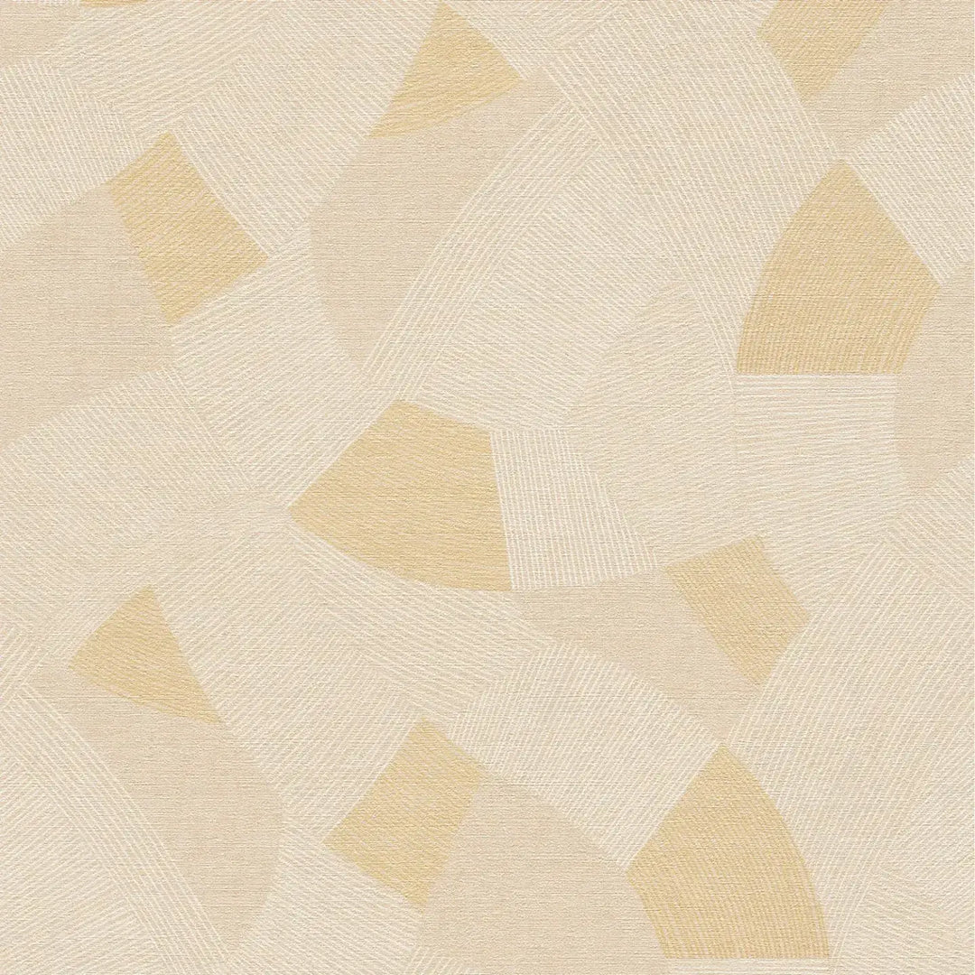 Tapetes ar ģeometriskiem elementiem un teksturētu līniju rakstu, nedaudz spīdīgas | bēša - 3012061