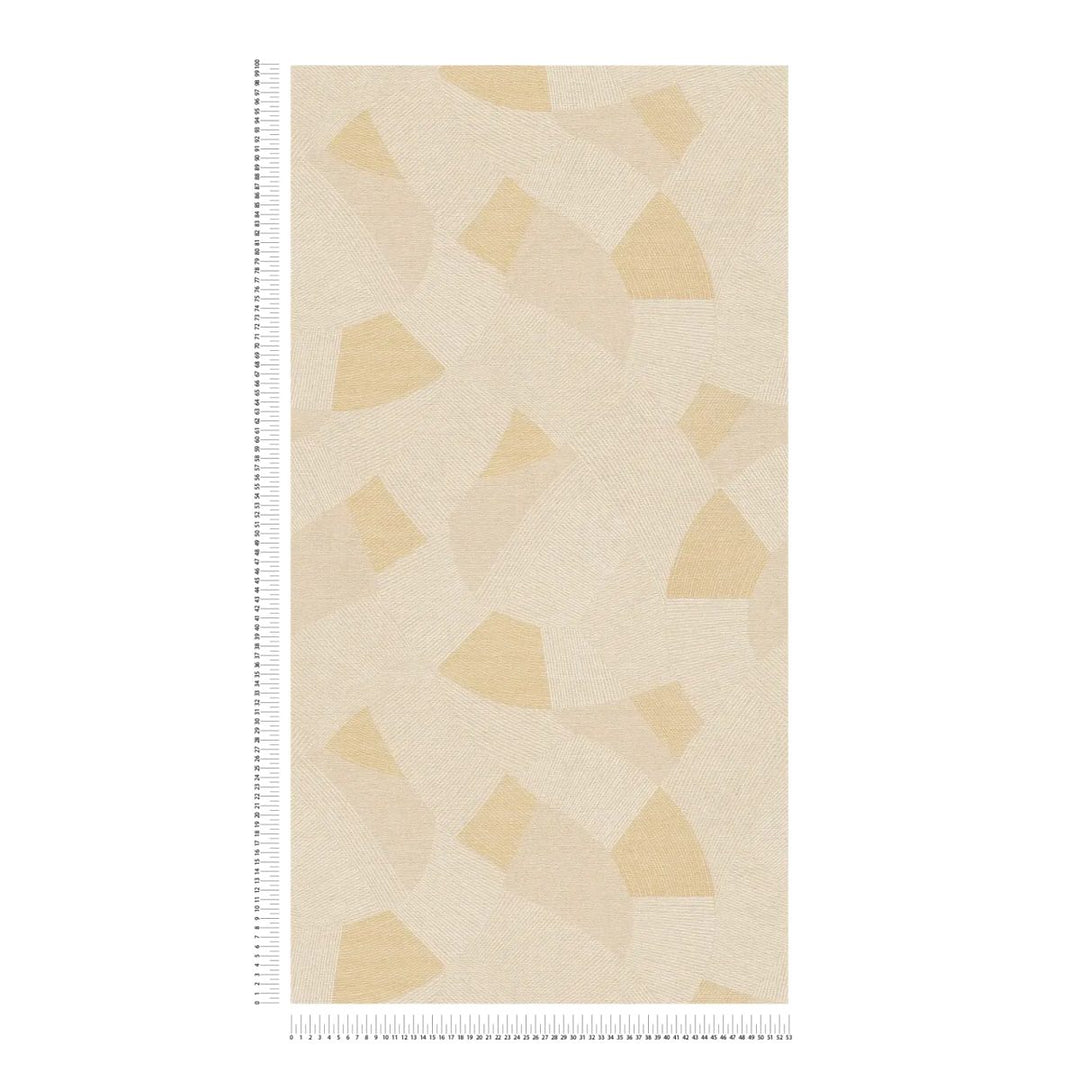 Tapetes ar ģeometriskiem elementiem un teksturētu līniju rakstu, nedaudz spīdīgas | bēša - 3012061