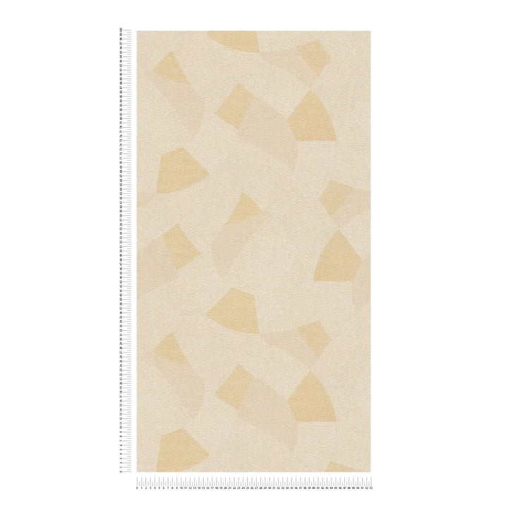 Tapetes ar ģeometriskiem elementiem un teksturētu līniju rakstu, nedaudz spīdīgas | bēša - 3012061