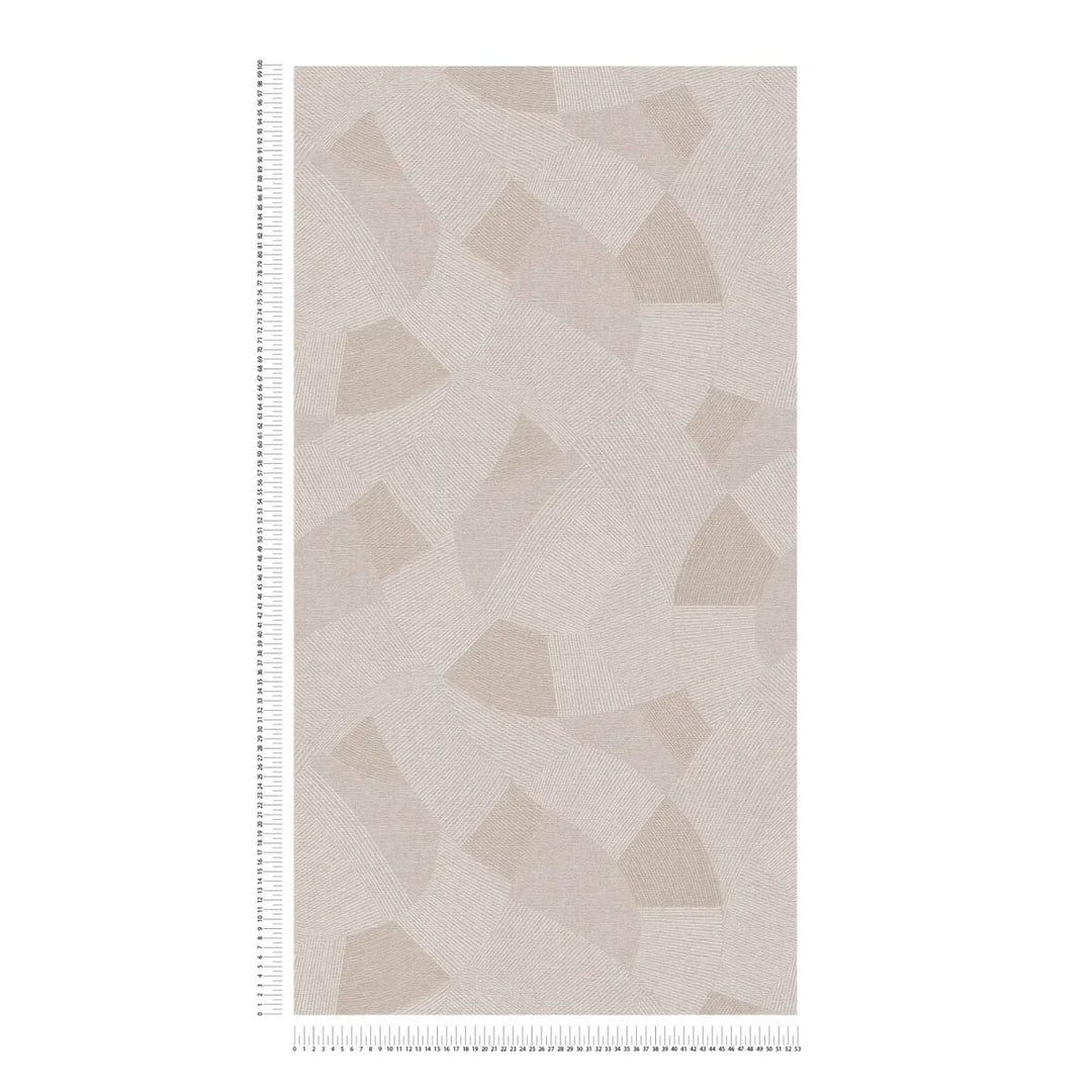 Tapetes ar maigām segmentveida formām un vieglu tekstūru | silti pelēkā krāsā - 3012062