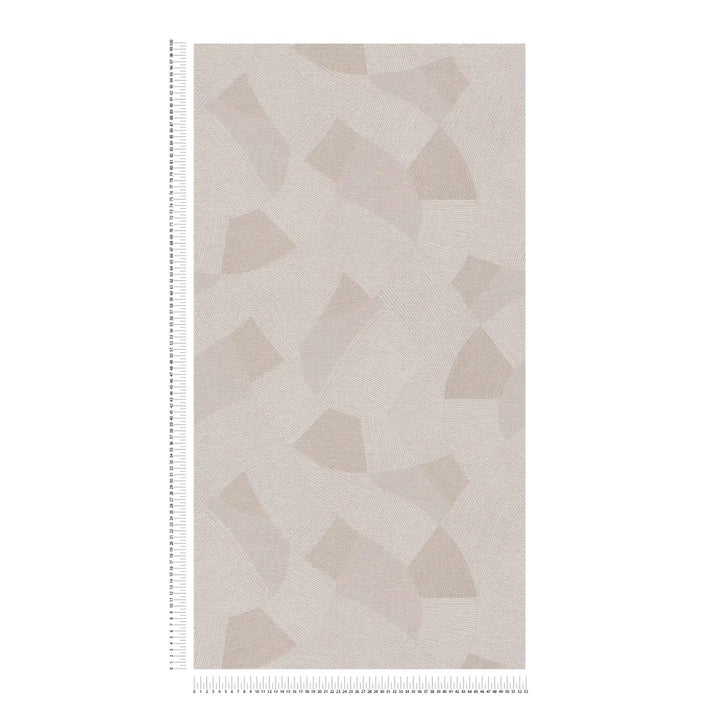 Tapetes ar maigām segmentveida formām un vieglu tekstūru | silti pelēkā krāsā - 3012062