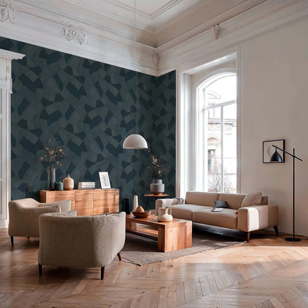 Abstract wallpaper with fine lines, slightly shiny | dark blue - 3012063