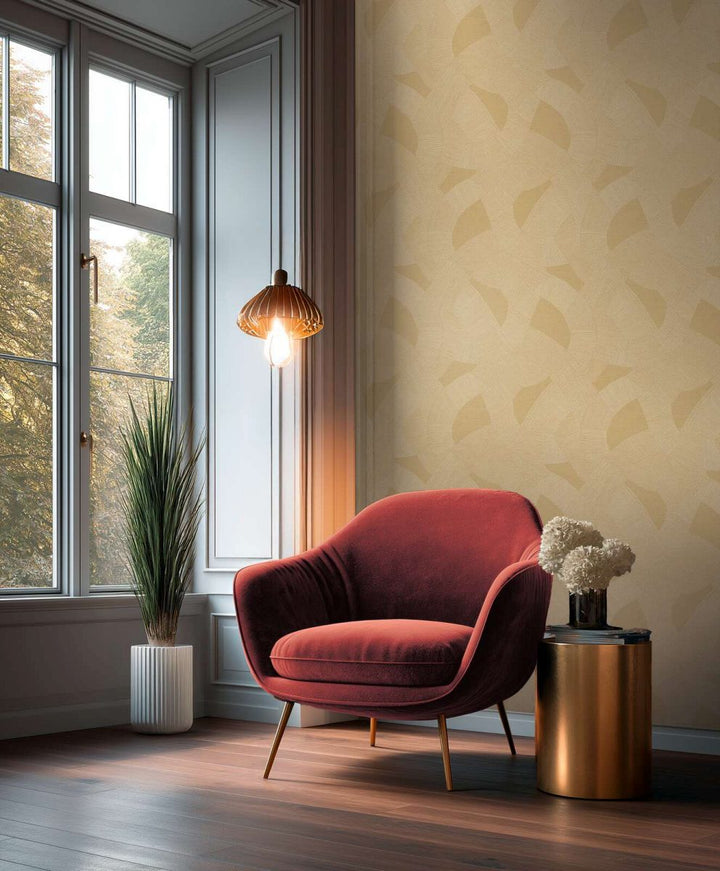 Abstract style wallpaper with fine lines, slightly shiny | yellow-brown - 3012064