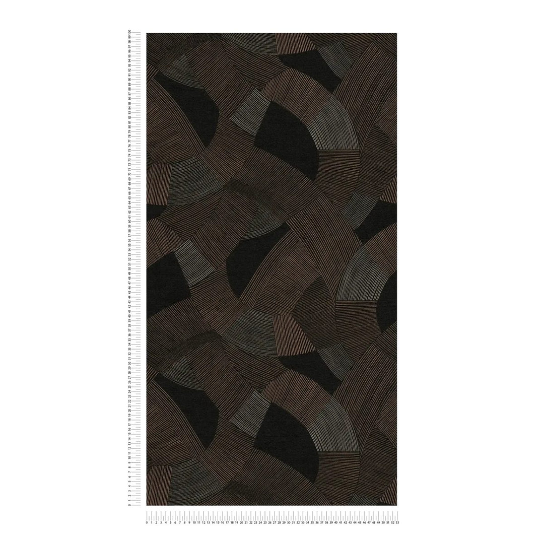 Neaustas tapetes ar stilizētu ģeometrisku rakstu un mierīgu faktūru | melnā, brūna - 3012065