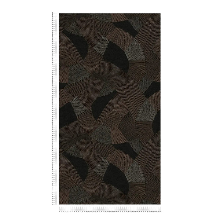Neaustas tapetes ar stilizētu ģeometrisku rakstu un mierīgu faktūru | melnā, brūna - 3012065