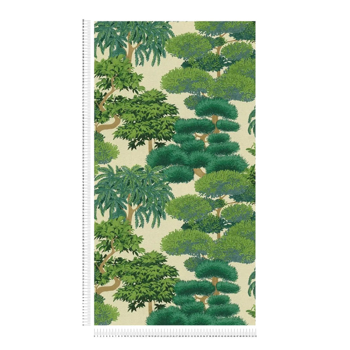 Wallpaper with botanical jungle design | green - 3012073