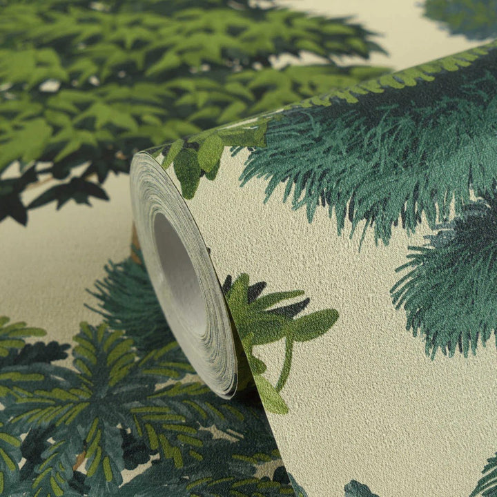 Wallpaper with botanical jungle design | green - 3012073