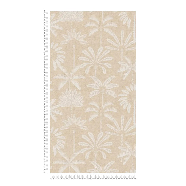 Tapetes botāniskā stilā ar stilizētām palmu formām, nedaudz spīdīgas | bēša - 3012117