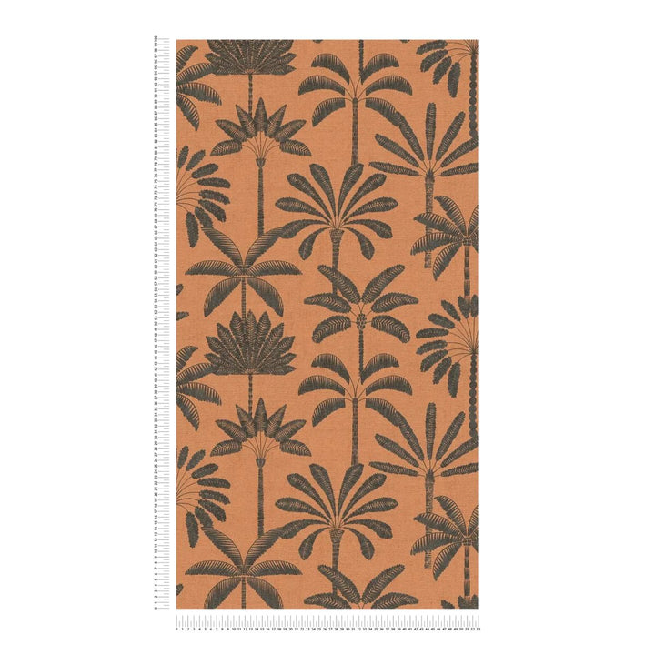 Tapetes ar palmu motīvu, ar izteiksmīgām lapām, nedaudz spīdīgas | bēša, oranža - 3012121