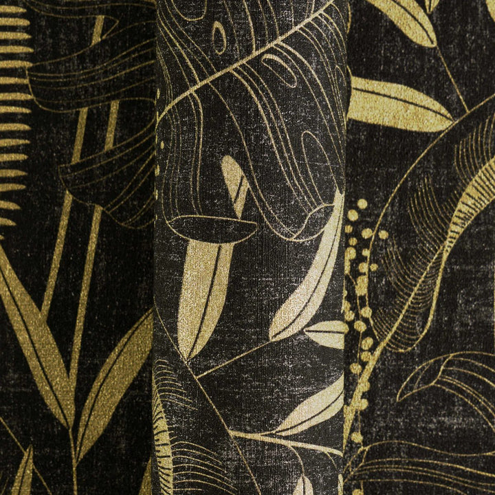 Wallpaper with beautifully depicted leaves | black, gold - 3012133