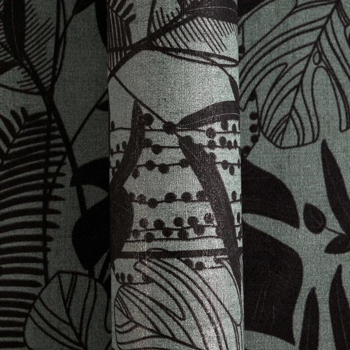 Tapetes ar krāšņu lapu dekoru un elegantu reljefu, nedaudz spīdīgas |tumši zaļa, melna - 3012134