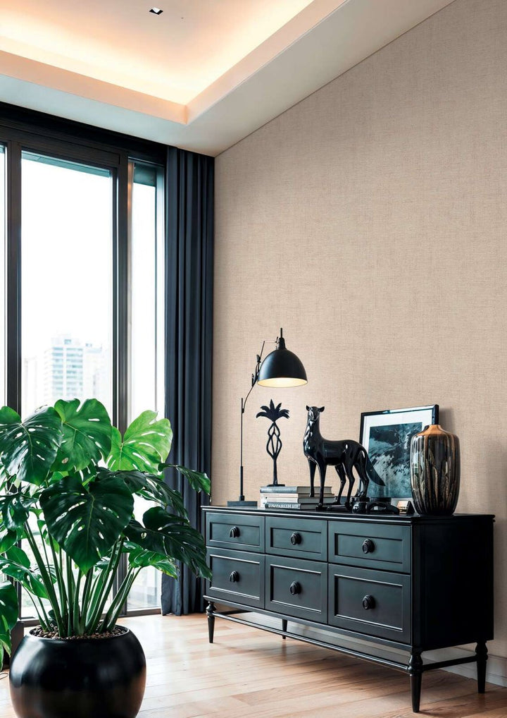 Plain wallpaper with a harmonious texture and a matte finish – sand-colored - 3012143