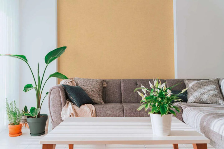 Harmonious, single-color wallpaper with a matte finish and fine texture | yellow-brown - 3012150