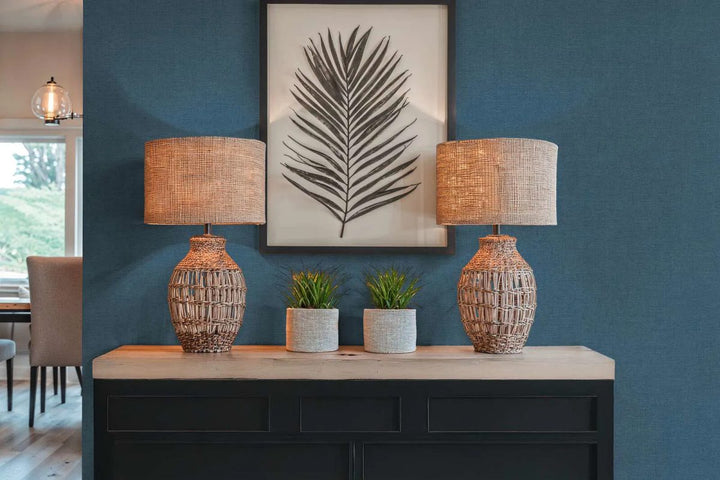 Vienkrāsainas tapetes ar smalku tekstūru | tumši zilā krāsā - 3012152