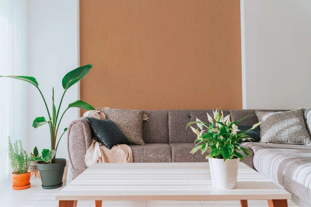 Vienkrāsainas tapetes ar smalku tekstūru un matētu virsmu | brūnā krāsā - 3012153