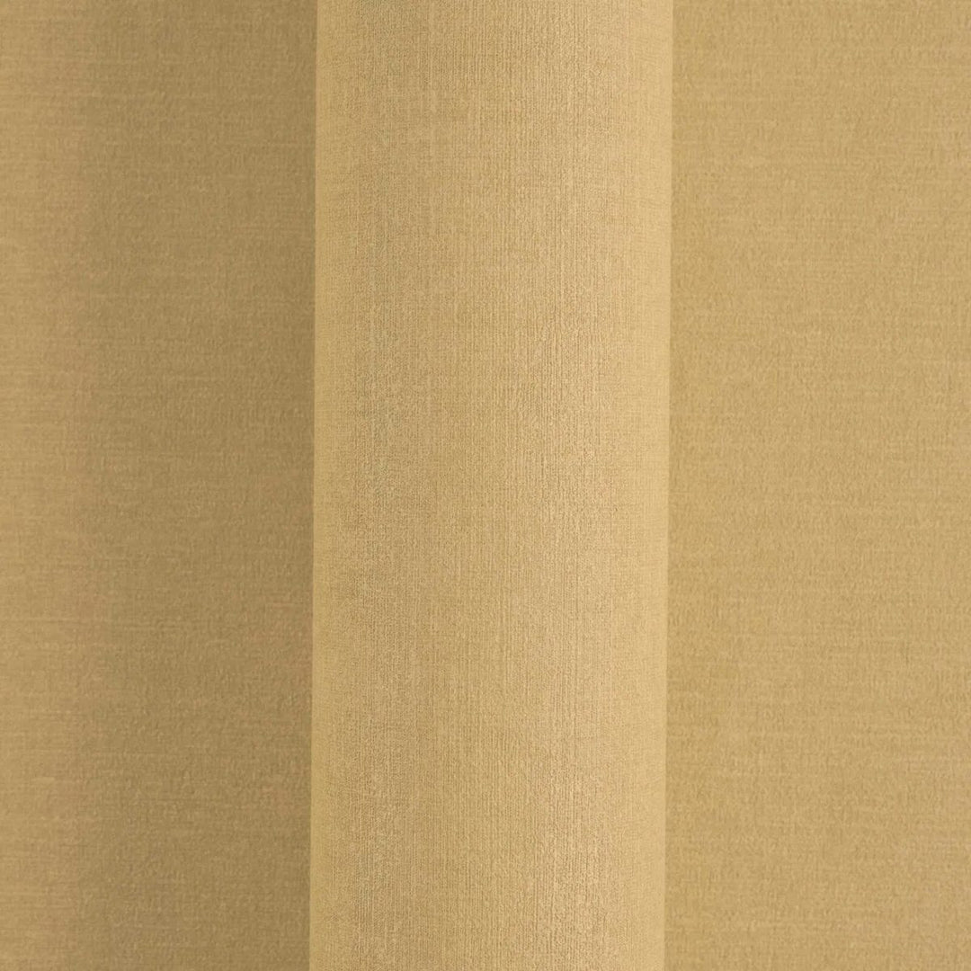 Non-woven wallpaper with a natural textile design, slightly glossy | yellow - 3012157