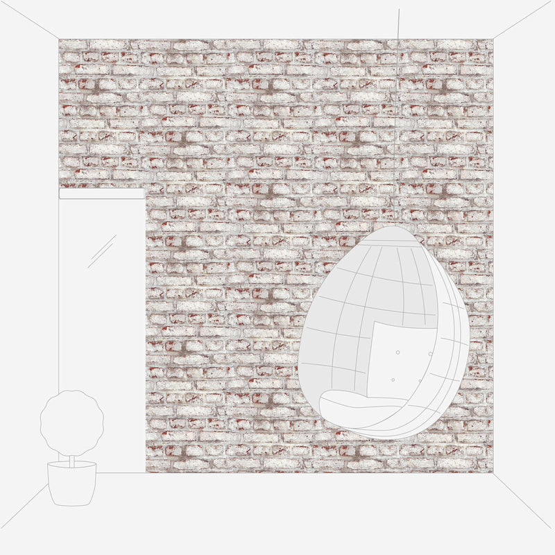 Wallpaper with brick wall - white, brown, gray, 1304461