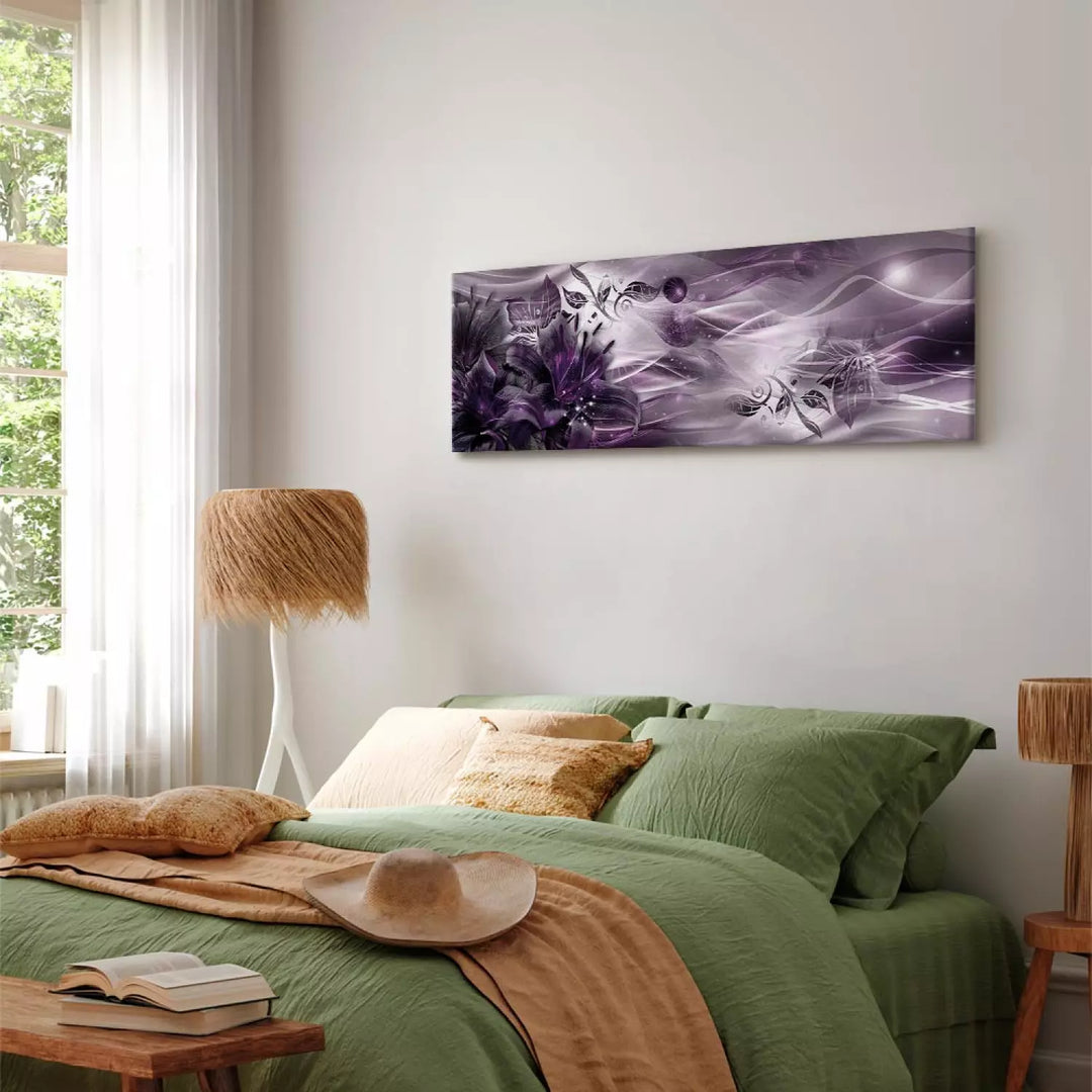 Kanva - violētos toņos, abstrakcija un lilijas - Ametista zvaigznājs, 92969 (x1)