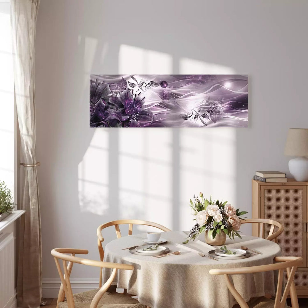Kanva - violētos toņos, abstrakcija un lilijas - Ametista zvaigznājs, 92969 (x1)