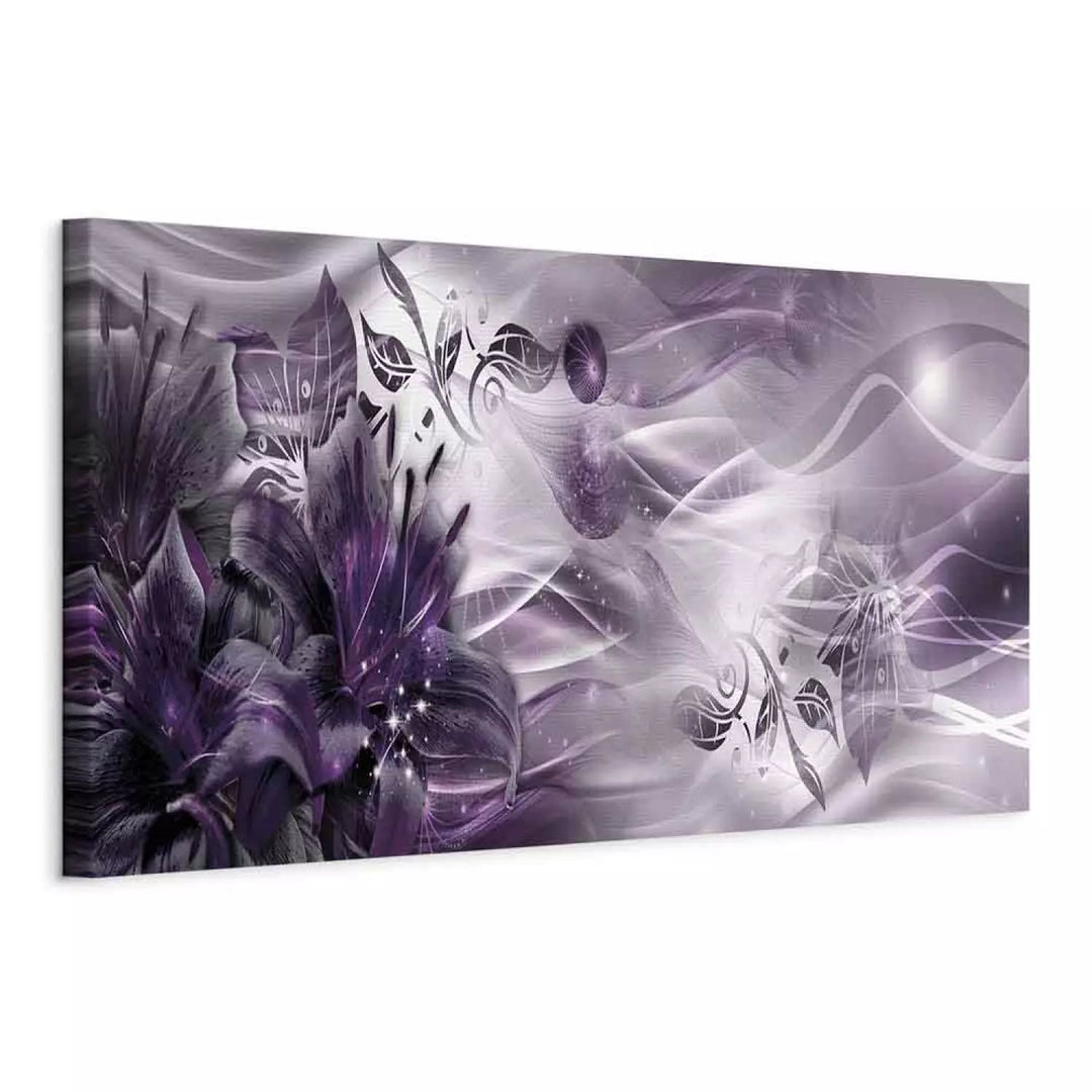 Kanva - violētos toņos, abstrakcija un lilijas - Ametista zvaigznājs, 92969 (x1)