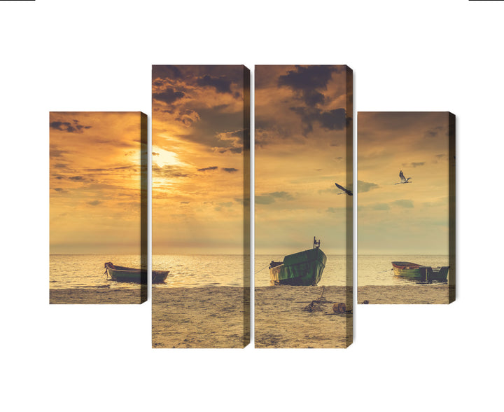 Seinapildid - Paadid rannas päikeseloojangul, N-2246