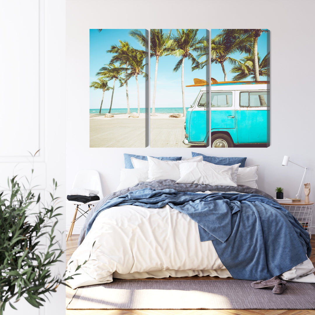 Kanva - Retro automašīna pludmalē 3D, N-2500