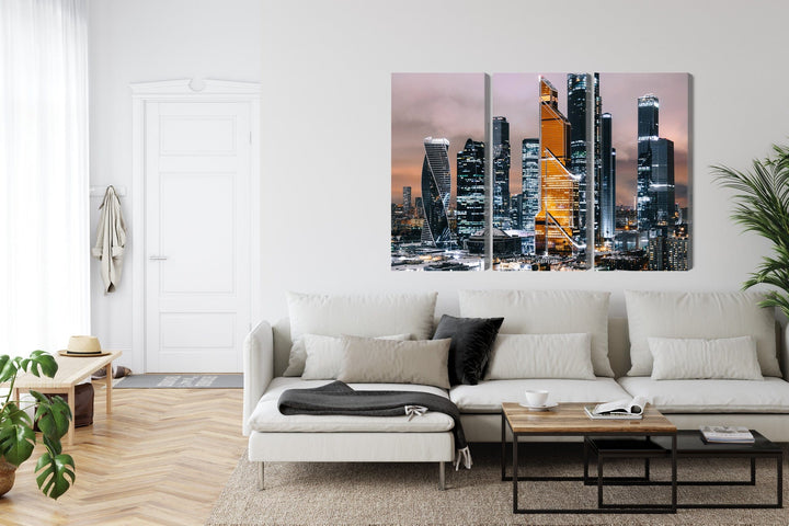 Canvas-taulut - Panoraama Moskovan keskustasta ja pilvenpiirtäjistä, N-2854...