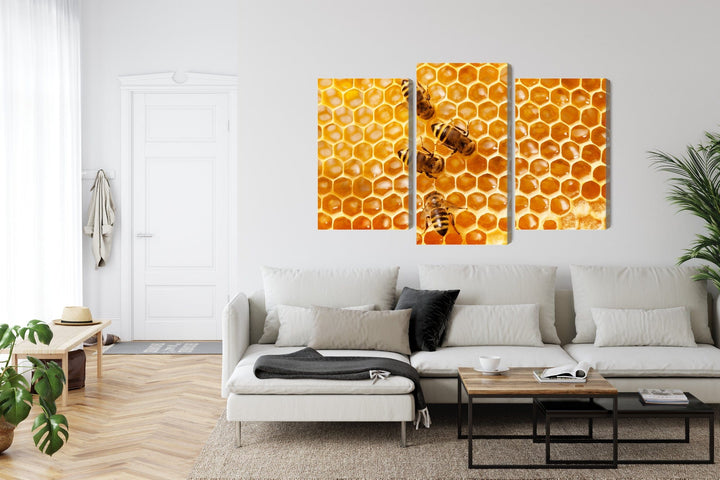 Canva - Bees on honeycombs, N-3889