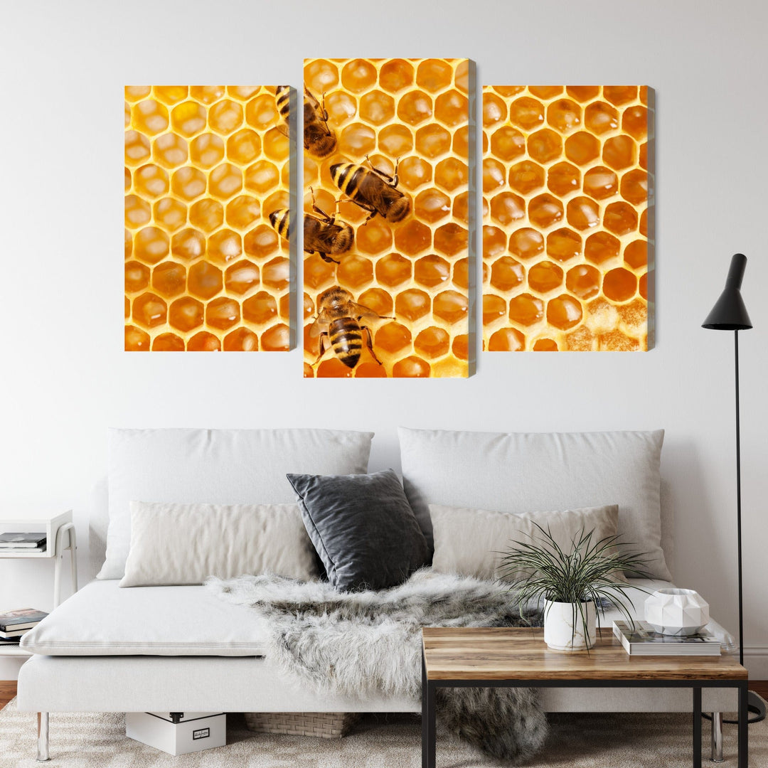 Canva - Bees on honeycombs, N-3889