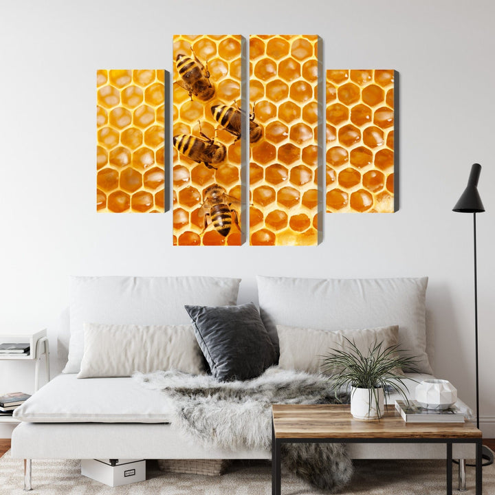Canva - Bees on honeycomb, N-3890