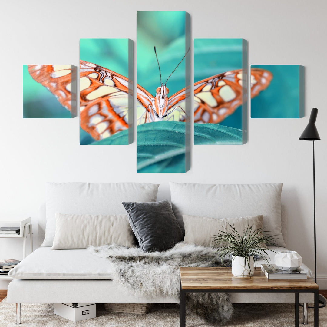 Kanva - Tauriņš uz lapas makro mērogā, N-3942