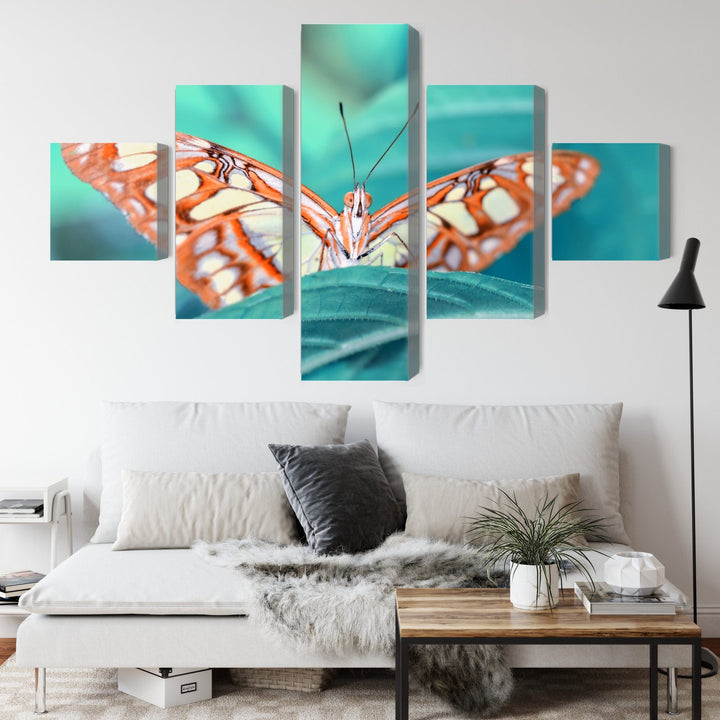 Kanva - Tauriņš uz lapas makro mērogā, N-3942