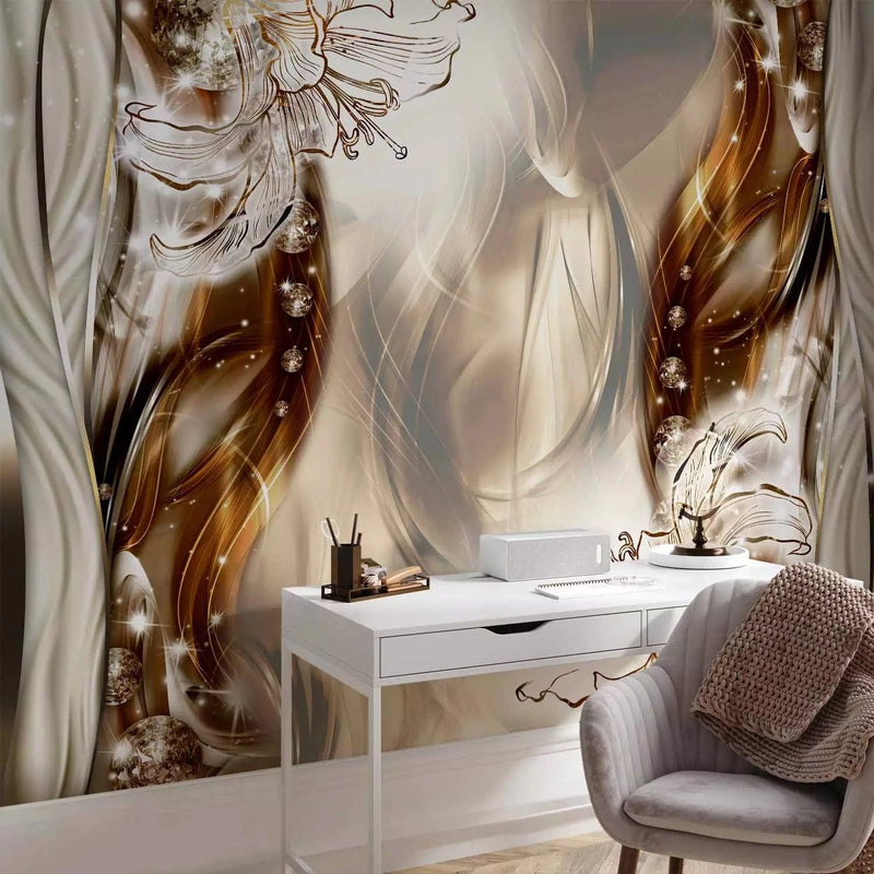 Wall Murals with elegant abstraction brown shades, 64136