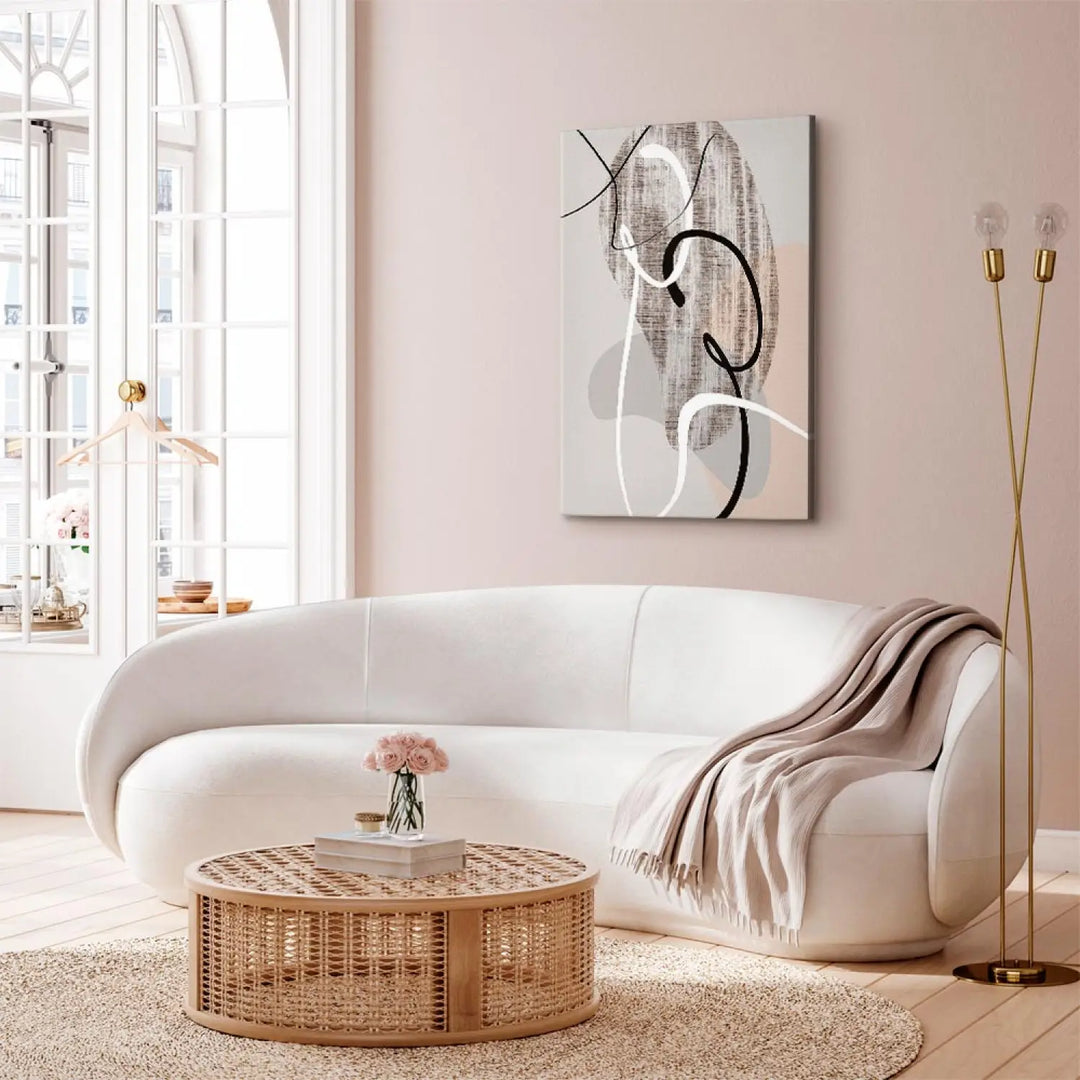 Canva With modern abstract paintings in gray shades - configuration, 128057