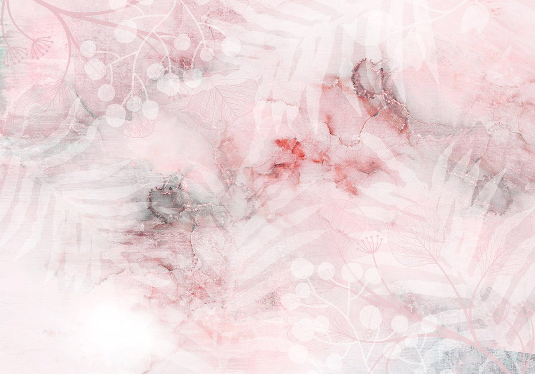 Wall Murals - Abstract marble background with leaves (pink), 148775