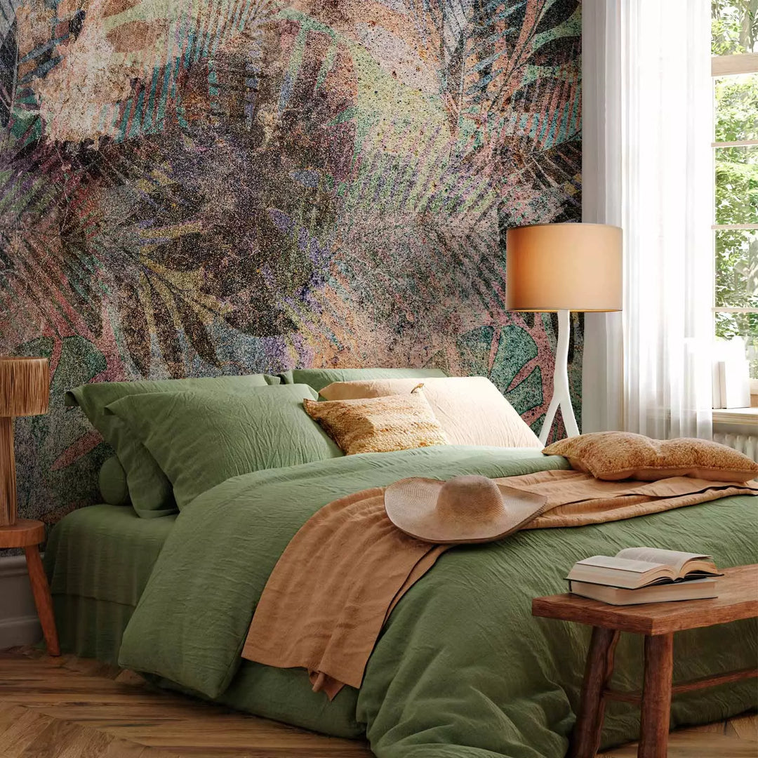 Fototapeet troopiliste lehtedega vintage stiilis, 142689