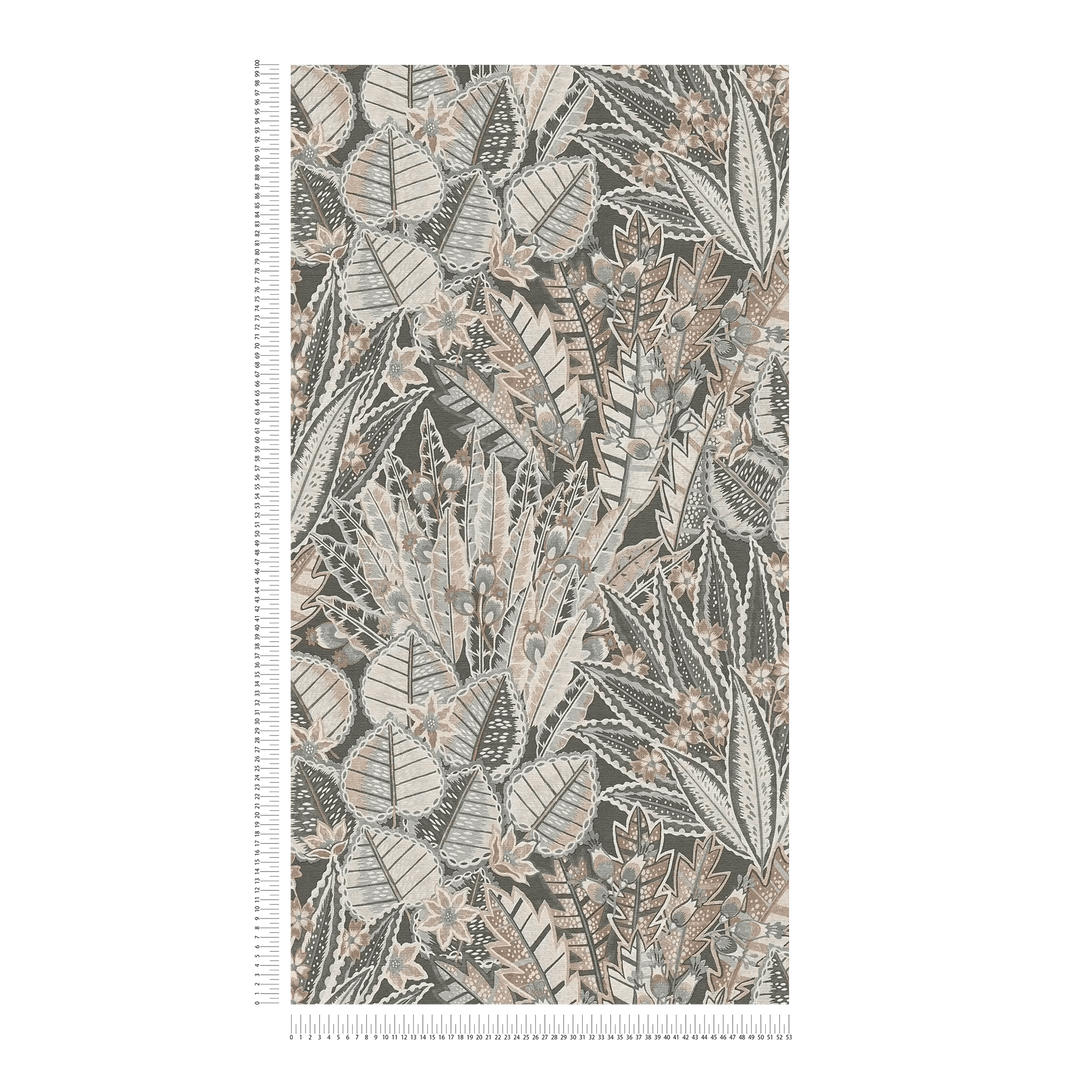 Abstrakta tapetes: džungļu lapas pelēkā krāsā, AS Creation, 396533 AS Creation