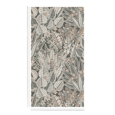 Abstrakta tapetes: džungļu lapas pelēkā krāsā, 1406365 AS Creation