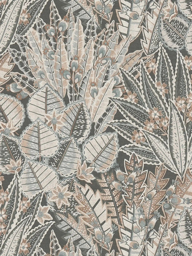 Abstrakta tapetes: džungļu lapas pelēkā krāsā, 1406365 AS Creation