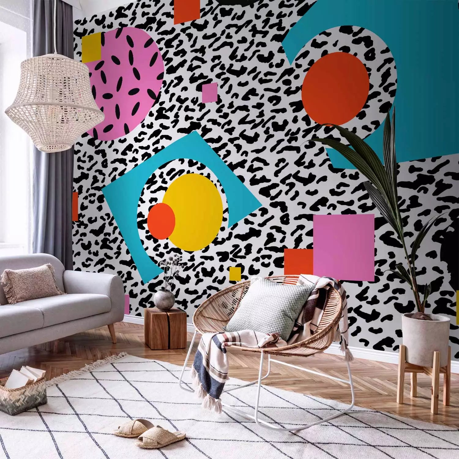 Fototapetes - geometriska krāsaina abstrakcija un leoparda tekstūru G-ART