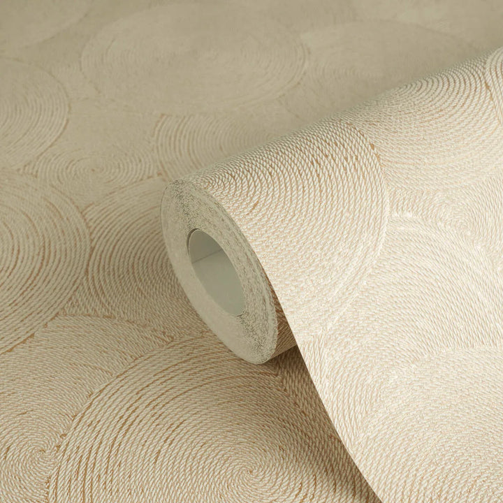 Tapetes ar metāliskiem akcentiem un apļu dizainu – bēšā AS Creation