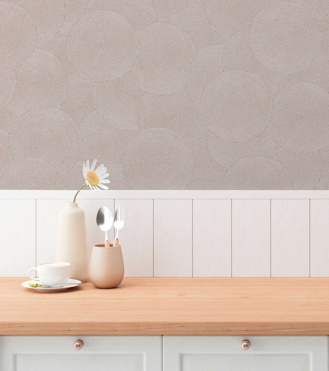 Abstraktas apļu tapetes taupe (3010627) AS Creation