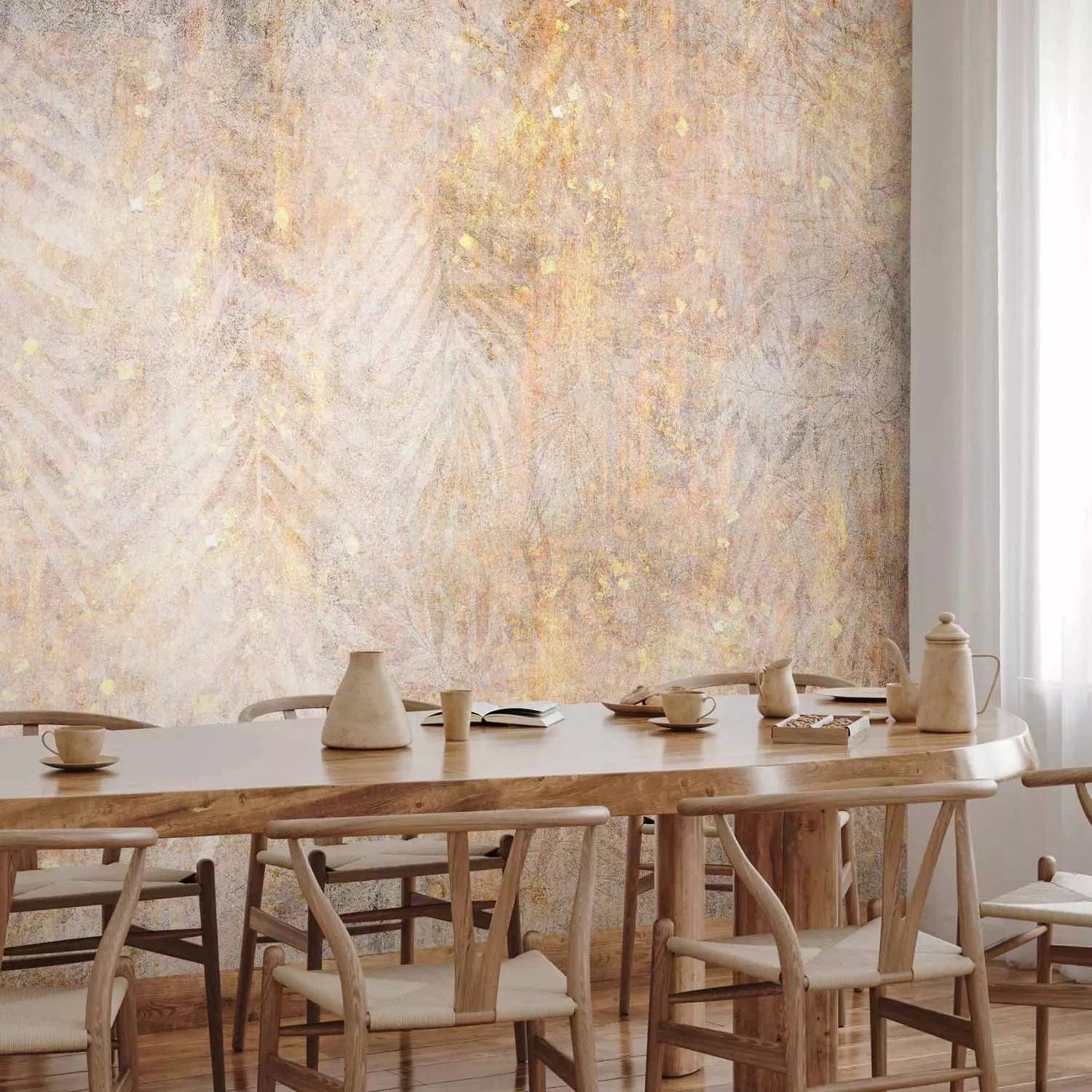 Abstrakts raksts ar zelta lapām - lieliska izvēle viesistabai G-ART