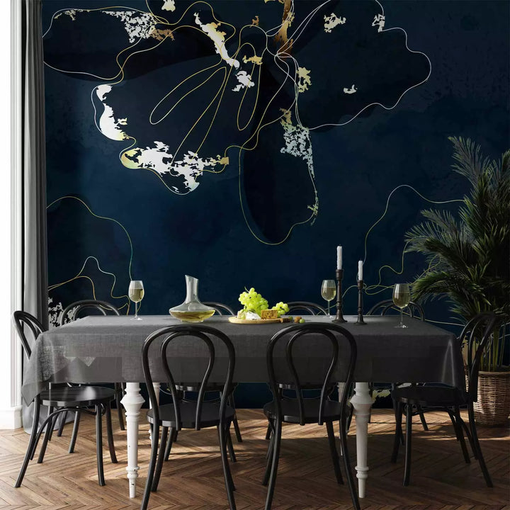 Fototapeet abstraktse mustriga tumedal taustal - Golden Beauty, 142577