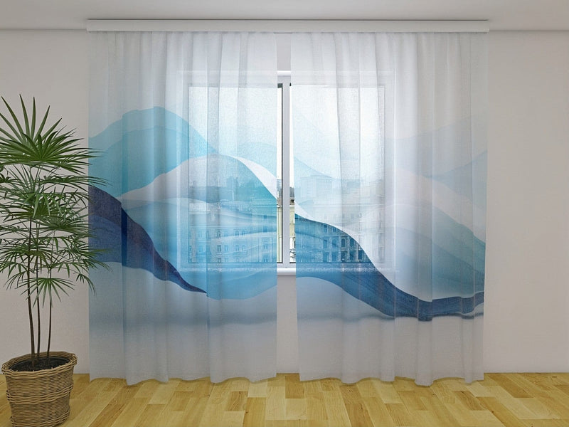 Curtains with abstract pattern - Abstract Blue river and mountains Tapetenshop.lv