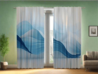 Curtains with abstract pattern - Abstract Blue river and mountains Tapetenshop.lv