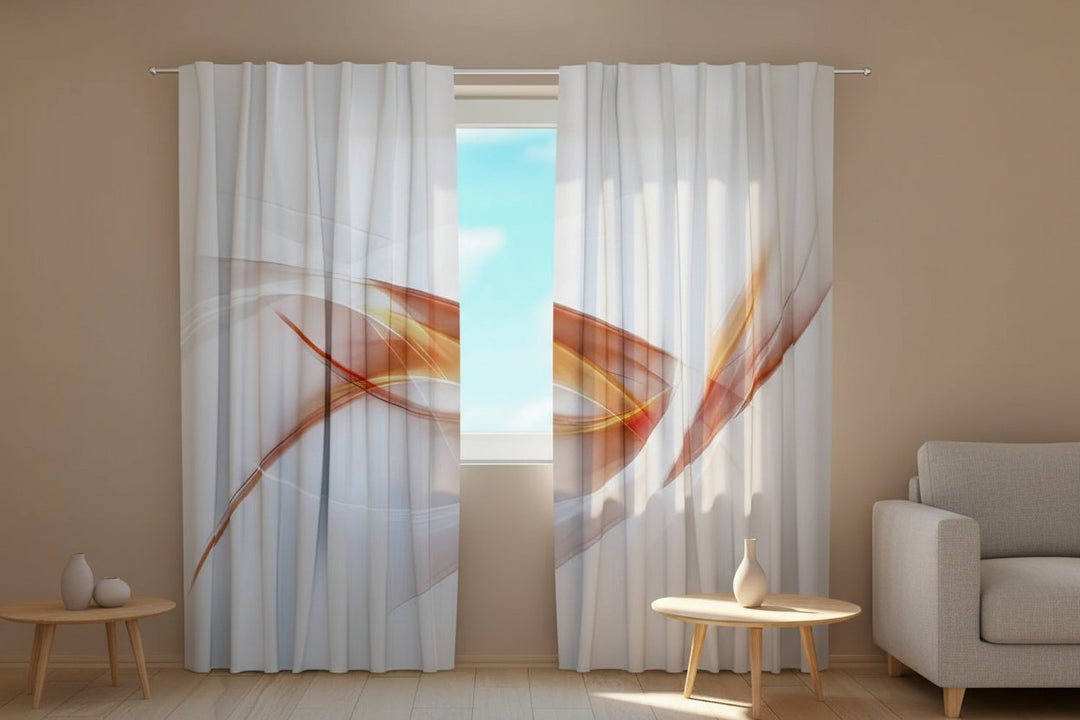 Curtains with modern pattern - Wavy pattern on a white background