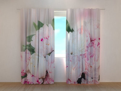 Aizkari ar vasaras ziediem - Rozā peonijas Digital Textile