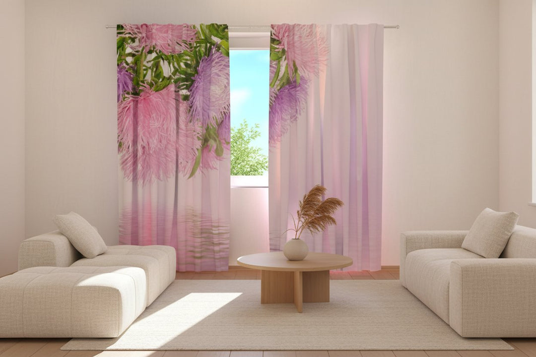 Curtains with flowers - Asters