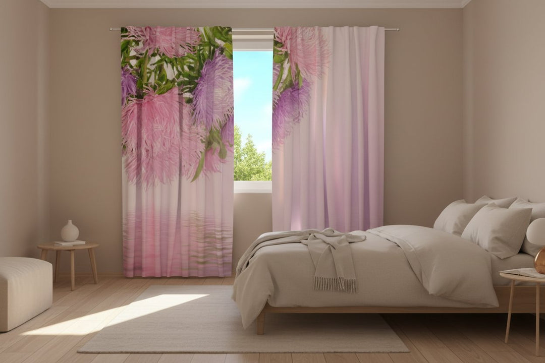Curtains with flowers - Asters